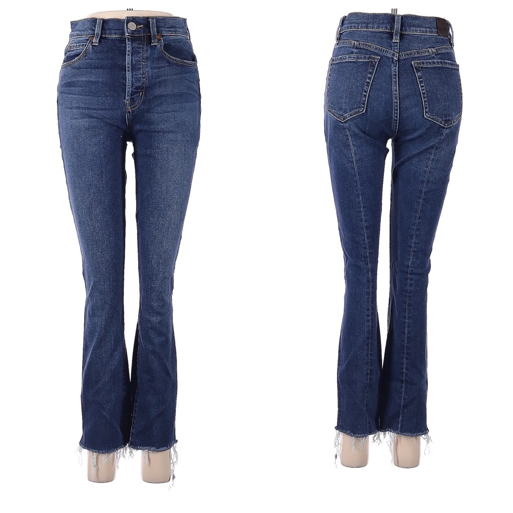 Anthro | Level 99 High Rise Button Fly Raw Hem Crop Jeans in Col Spark Sz 28